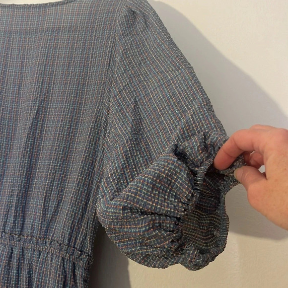 Superfoxx | Hi Low midi puckered prairie dress Women’s size L balloon sleeves - Picture 7 of 11